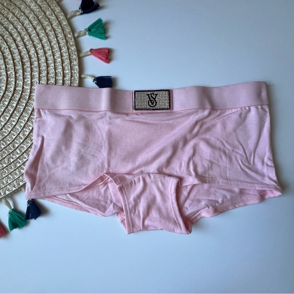 Victoria's Secret Logo Cotton Boyshort Panty Pretty Blossom XS NEW